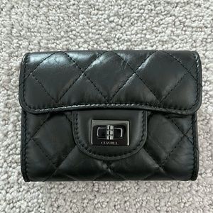 Chanel Aged Calfskin Quilted 2.55 Reissue Flap Wallet So Black